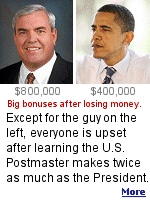 Postmaster General John E. Potter has received pay raises of 40 percent since 2006 and a bonus last year of $135,000, bringing his 2008 compensation to $800,000.